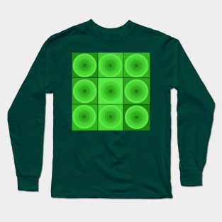 Green Geometric Circles and Squares Long Sleeve T-Shirt